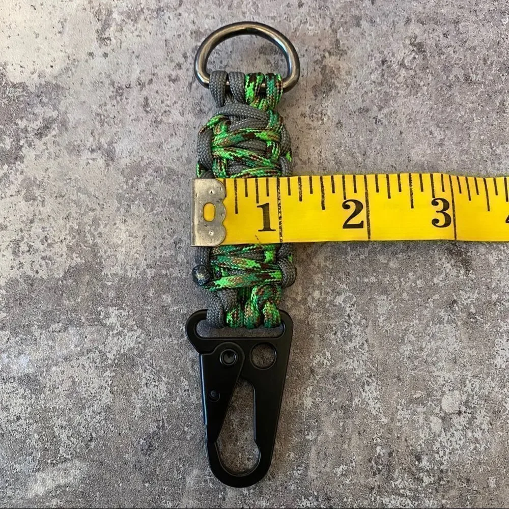 Paracord Keychain Handmade USA Unisex Sporty Green Grey NEW King Cobra